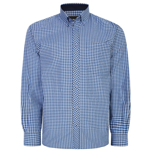 KAM Langarm-Gingham-Karohemd, Marineblau